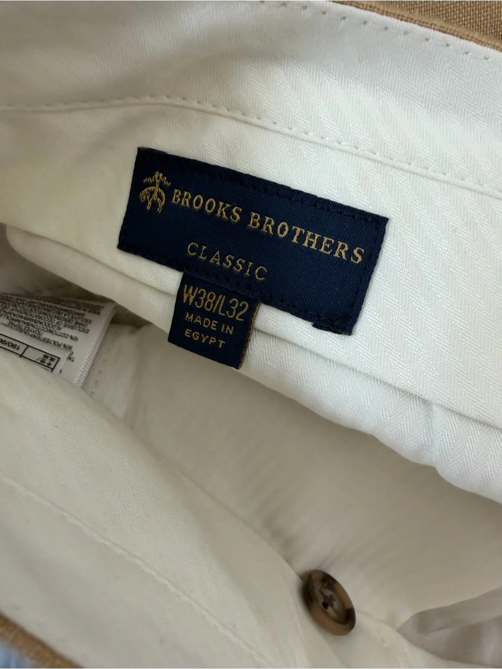 NWT Brooks Brothers Linen trousers,‎ ivory/light khaki Tan Mens W38/L32